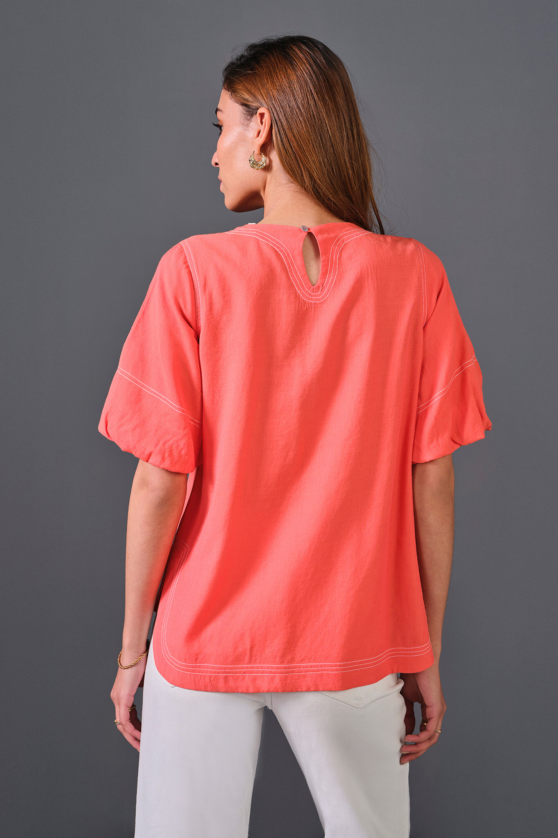 Summer Hint Rayon Top, Orange, image 6