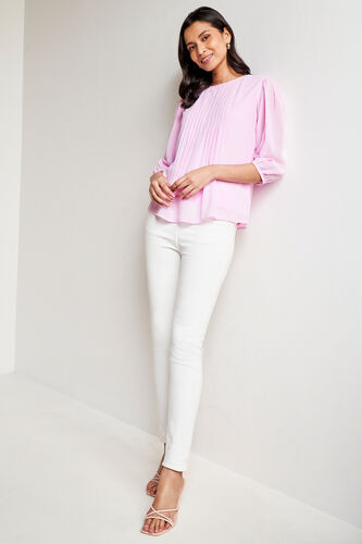 Regular Length Straight Blouson Top, Pink, image 2