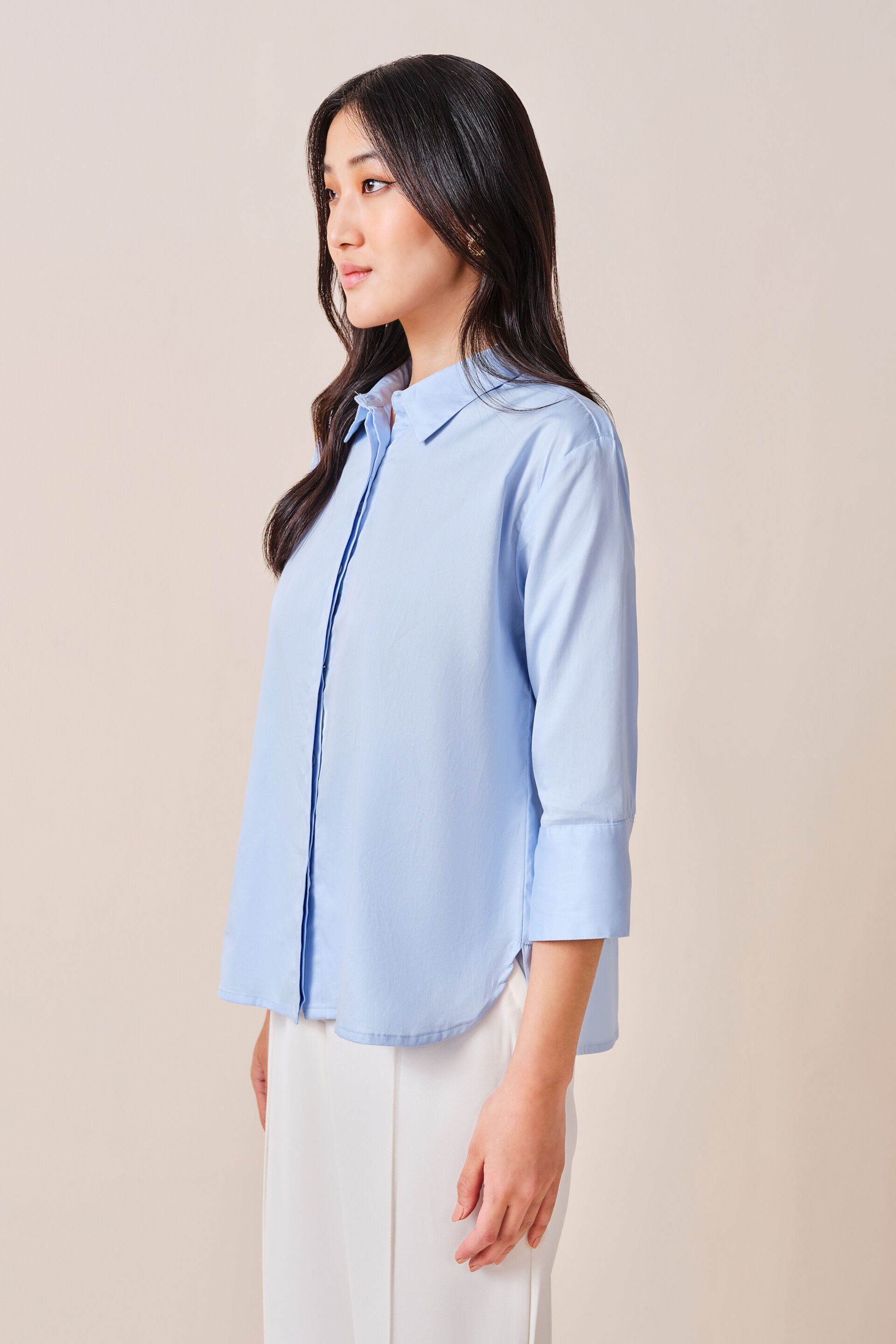 Melissa Cotton Shirt, Powder Blue, image 5