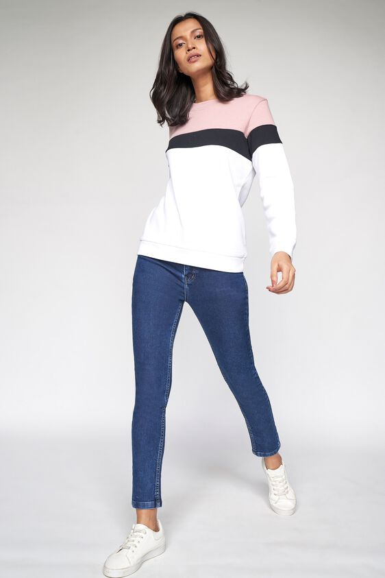 2 - White/Pink Solid Sweater Top, image 2