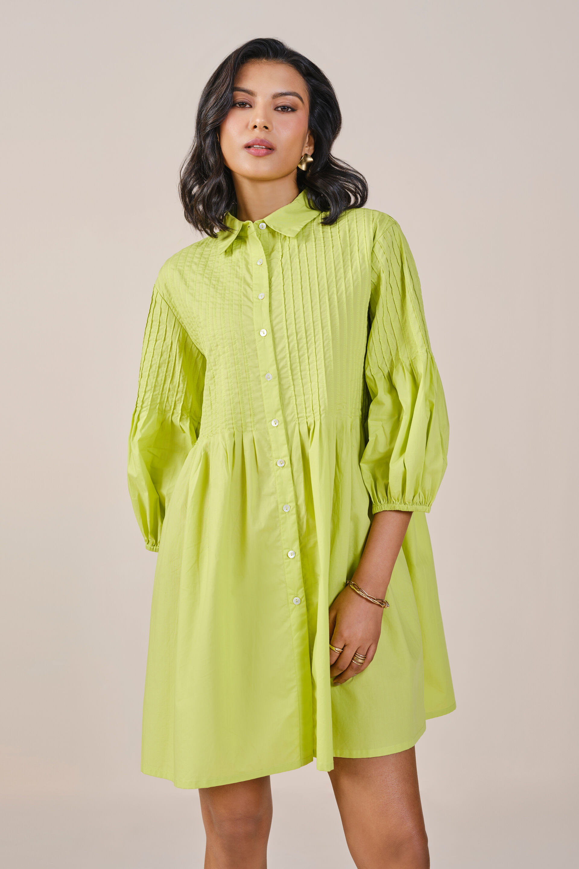 Lime Crush Shirt Dress, Green, image 3