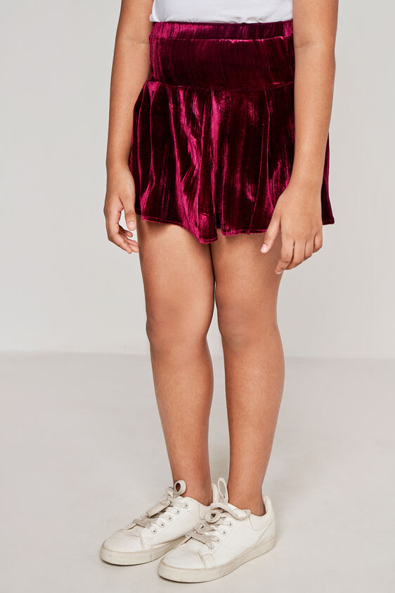 Burgundy Solid Flounce Skirt, Burgundy, image 2