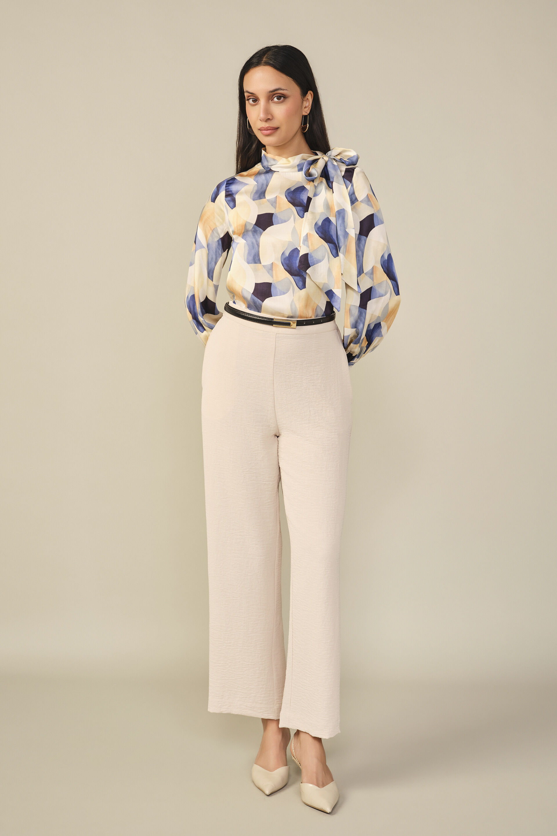 Abstract Printed Modal Top in Blue, Multi Color, image 3
