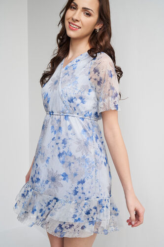 Multi Color Floral Short Sleeves Dress, Multi Color, image 1