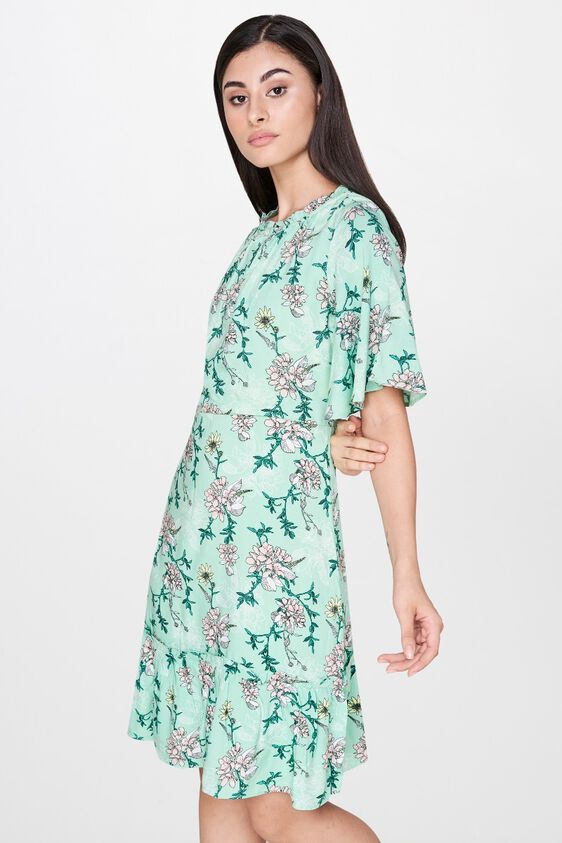 3 - Midnight Green Floral Fit and Flare Dress, image 3