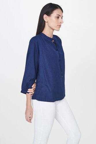 3 - Navy Tie-Ups Round Neck Straight Top, image 3
