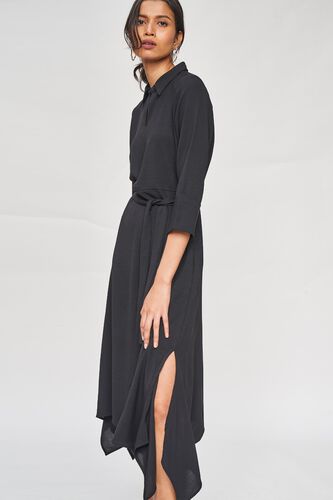 3 - Black Solid A-Line Dress, image 3