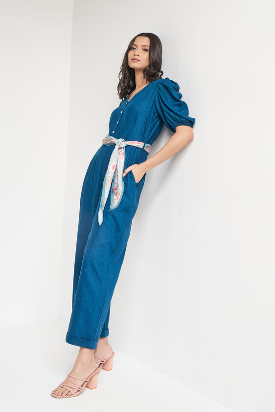 Teal Solid Straight Jumpsuit, Teal, image 5