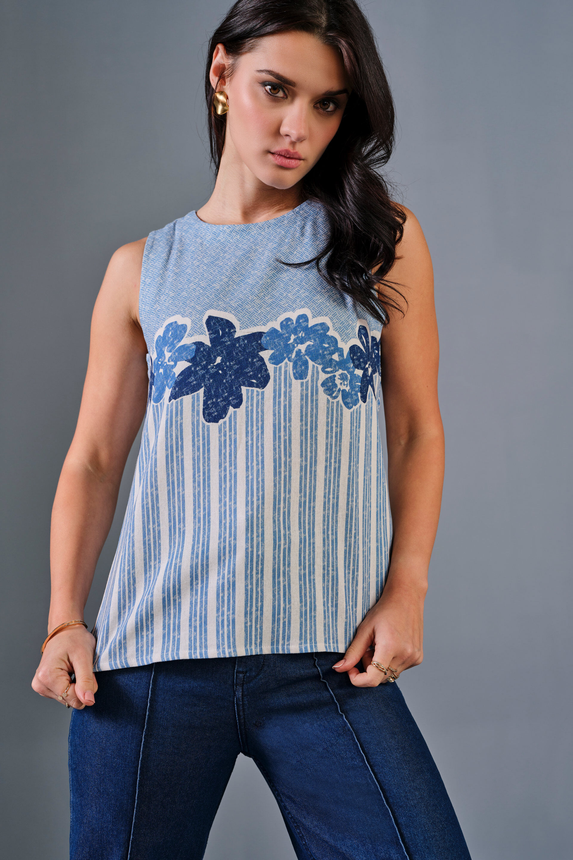 Blueming Viscose Blend Top, Blue, image 4