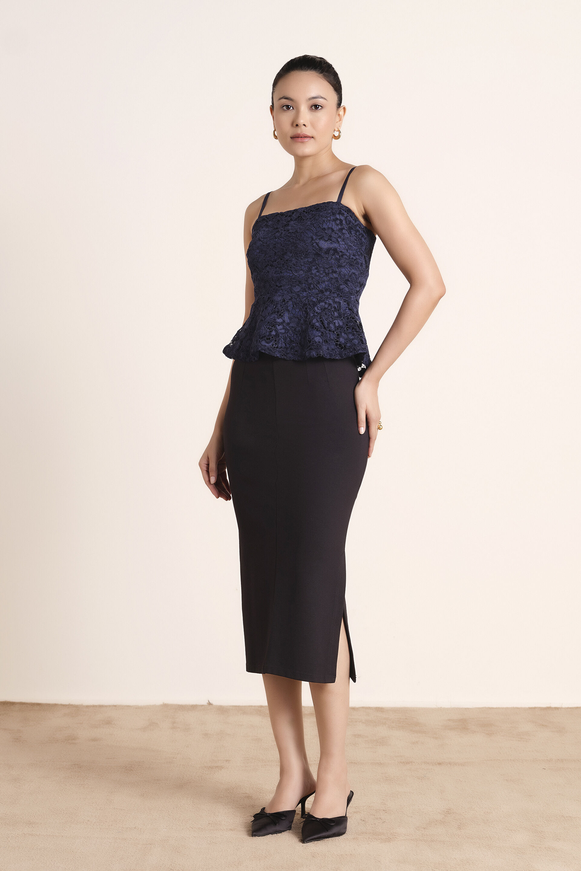 Navy Lisanne Lace Top, Navy, image 4