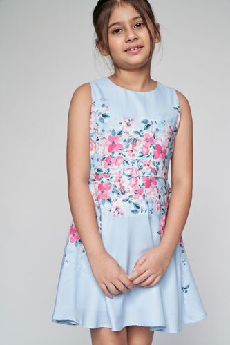 2 - Powder Blue Floral Fit and Flare Dress, image 2