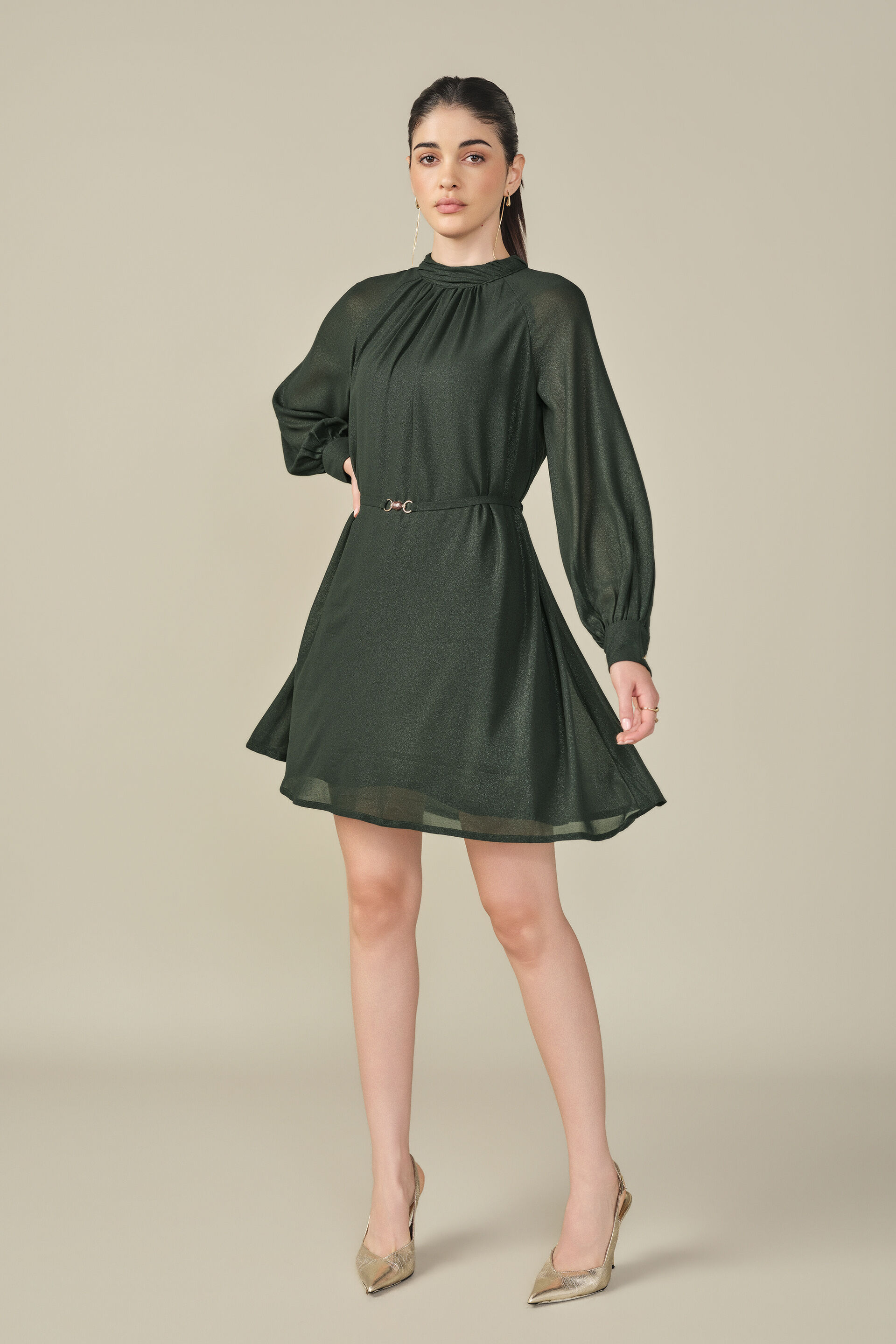 Shimmer Dress in Forest Green, Green, image 4