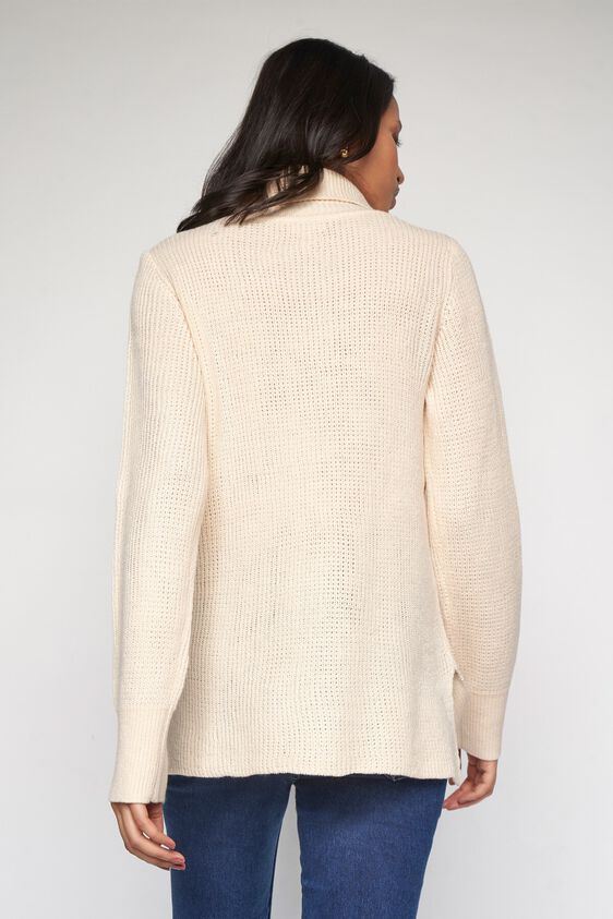 5 - Cream Self Design Sweater Top, image 5