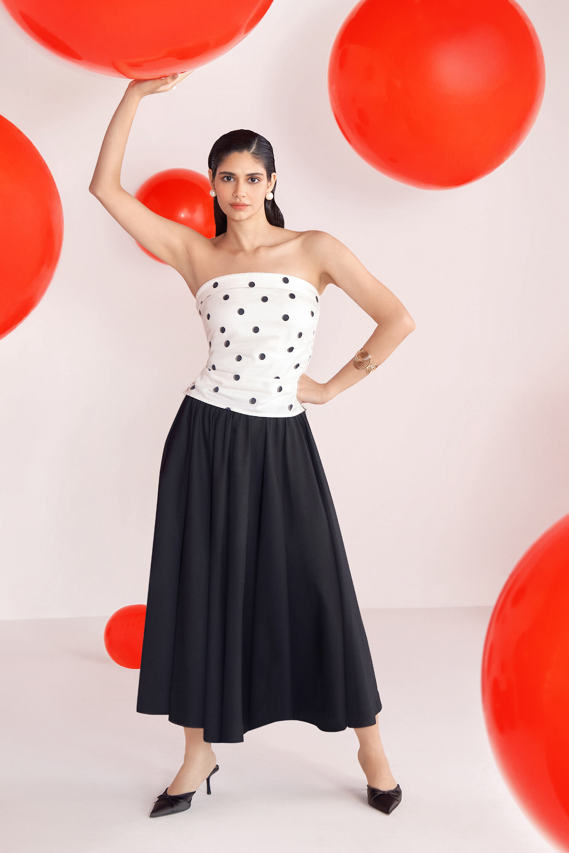 Polka Pop Cotton Top, White, image 1