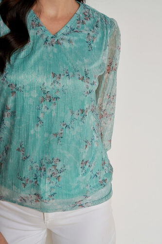 Mint Floral Regular Top, Mint, image 5