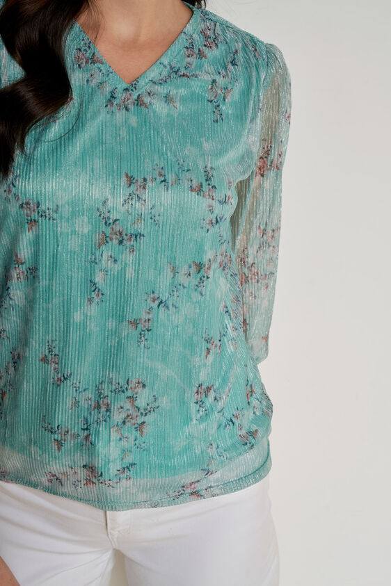 Mint Floral Regular Top, Mint, image 5