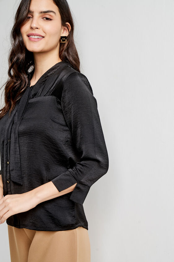 Black Solid Extended Top, Black, image 1