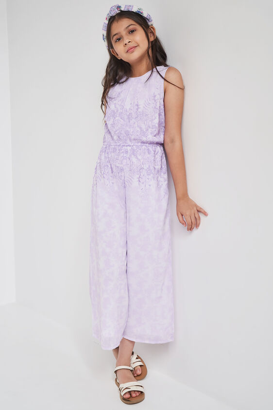 Lilac Floral Flared Jump Suit, Lilac, image 3