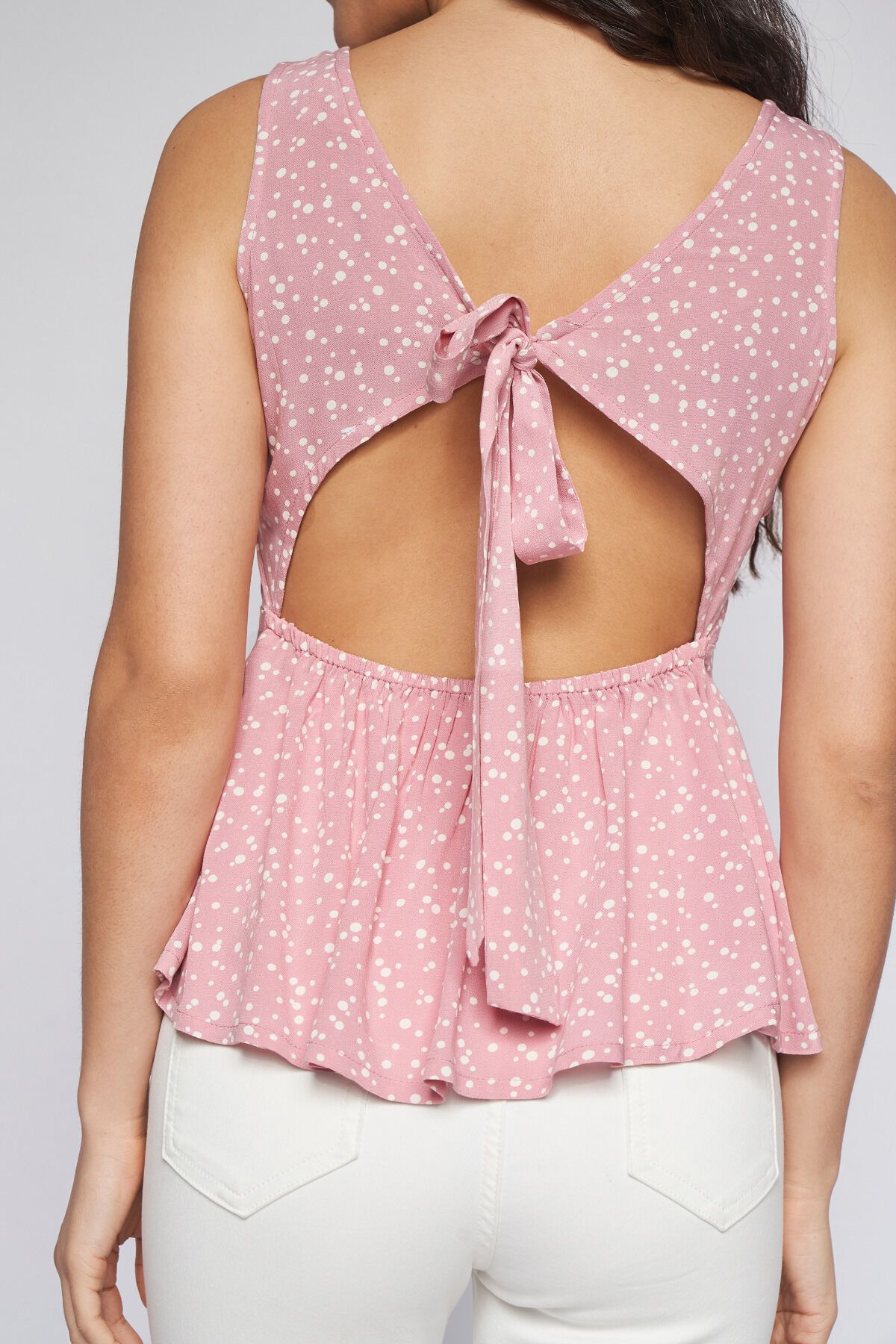 5 - Pink Polka Dots Peplum Top, image 6