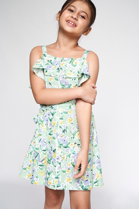3 - Sage Green Floral Fit and Flare Dress, image 3