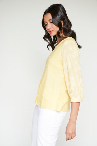 Yellow Linen Top, Yellow, image 4