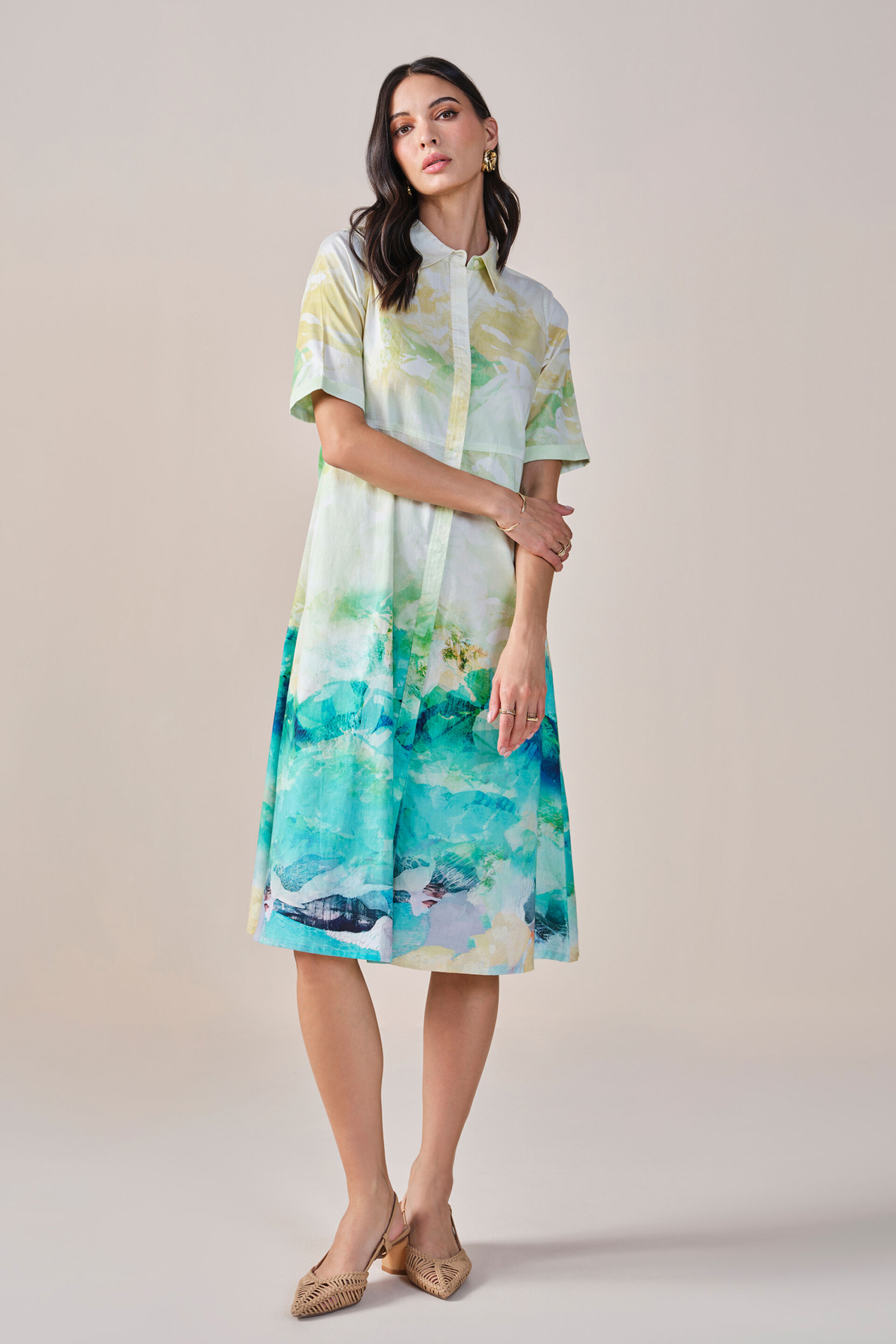 Ocean Rhythm Cotton Dress, Multi Color, image 3