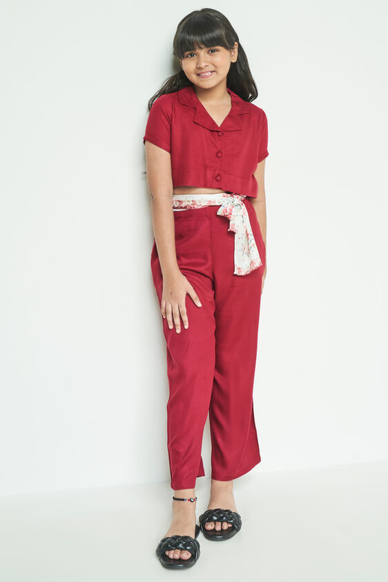 Red Solid Straight Suit, Red, image 1