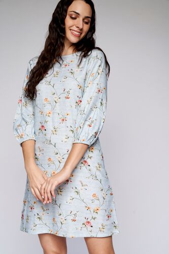 1 - Powder Blue Floral Straight Dress, image 1