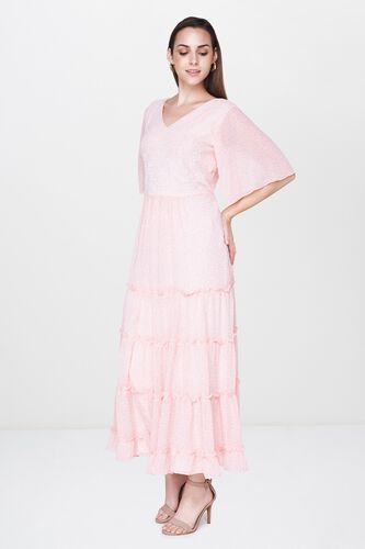 5 - Light Pink V-Neck Fit and Flare Maxi Gown, image 5