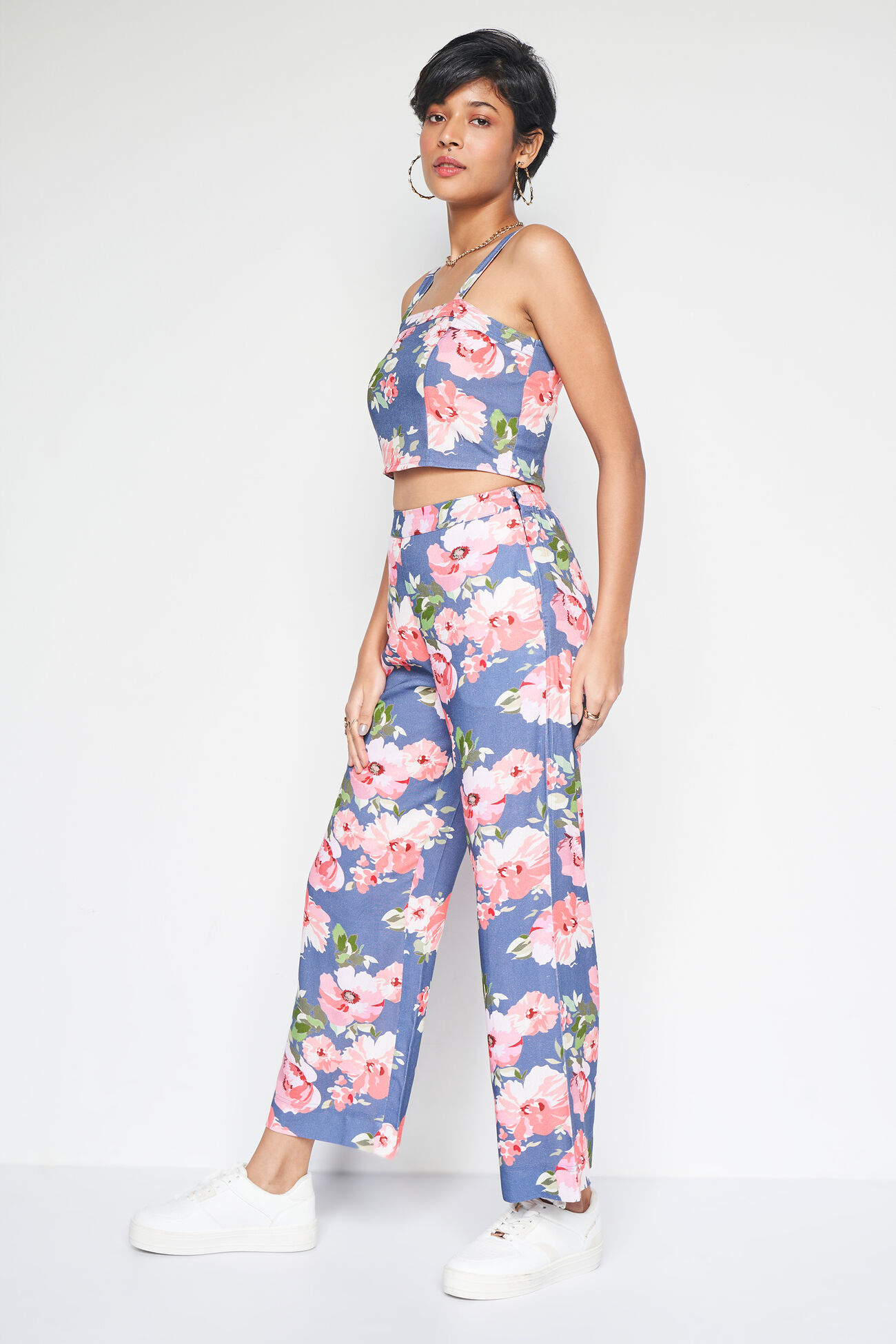 Floral Flourish Co-ords Set, Indigo Blue, image 3