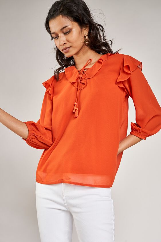 3 - Orange Solid A-Line Top, image 3