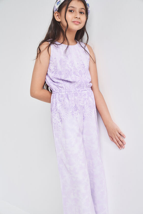 Lilac Floral Flared Jump Suit, Lilac, image 2