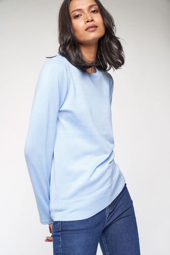 1 - Powder Blue Self Design Sweater Top, image 1