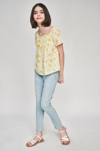 2 - Yellow Floral Printed A-Line Top, image 2
