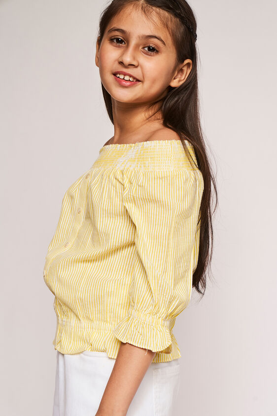 Yellow Self Design Flounce Top, Yellow, image 1