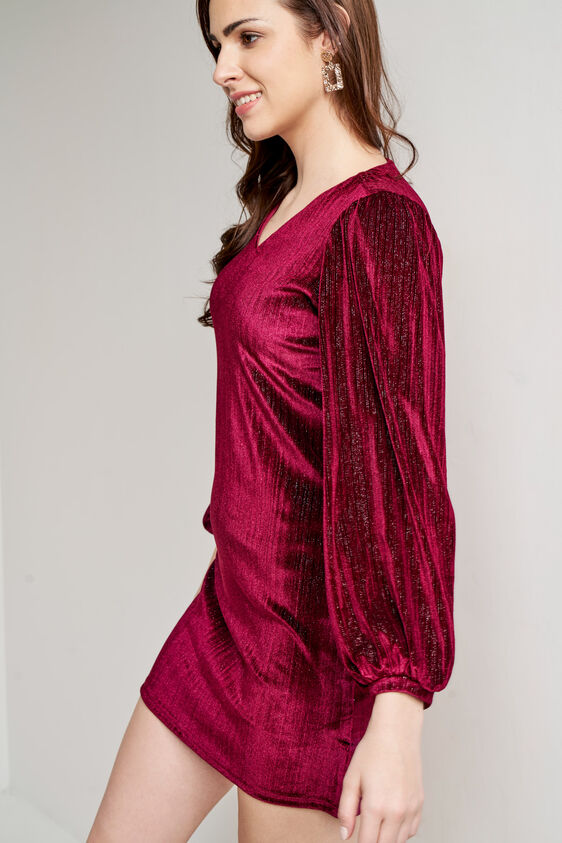 Wine Self Design Straight Dress, Wine, image 6