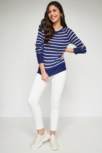 Indigo Stripes Straight Top, Indigo, image 2