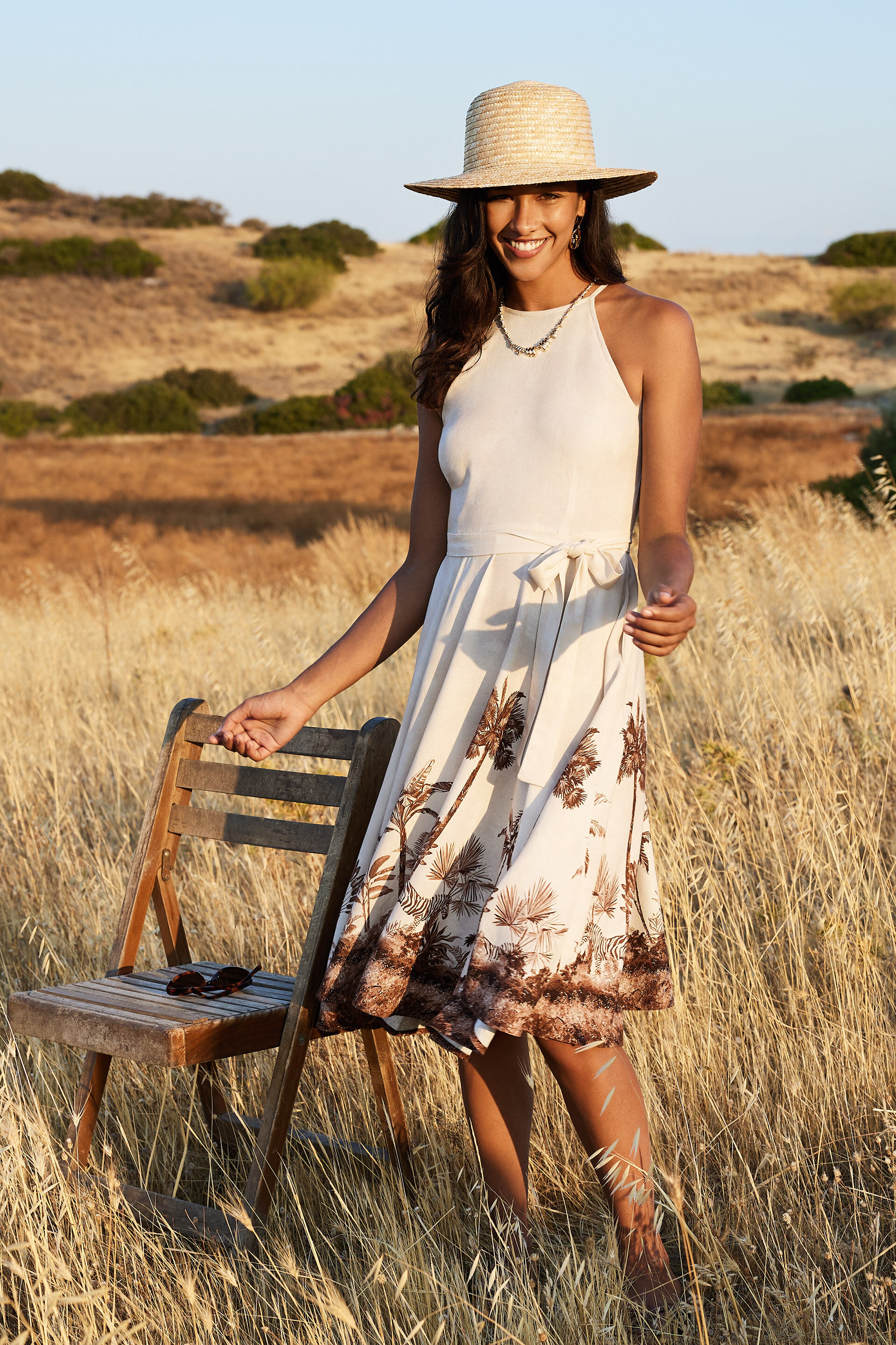 Shyla Printed Dress, Beige, image 3