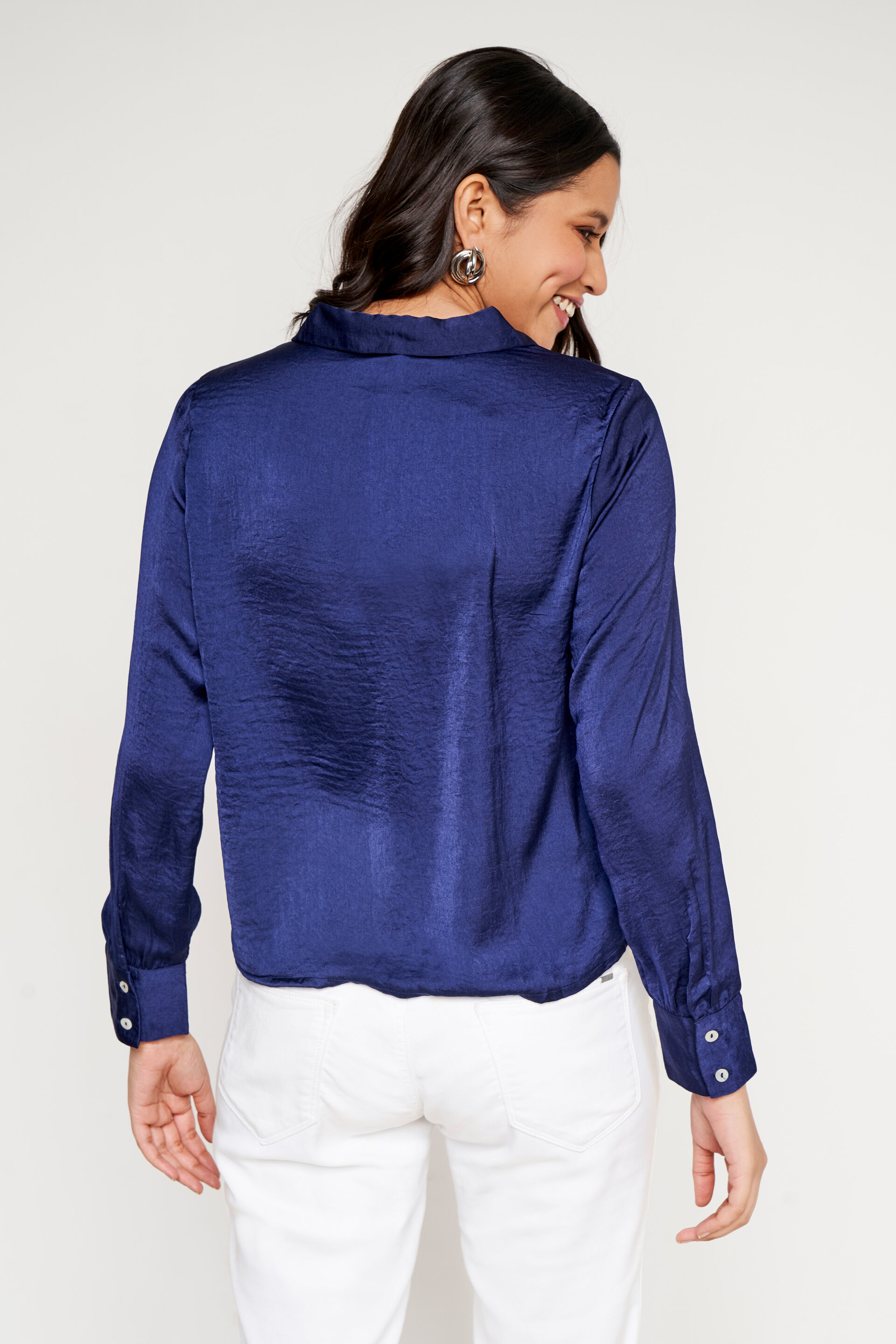 Navy Solid Straight Top, Navy Blue, image 5