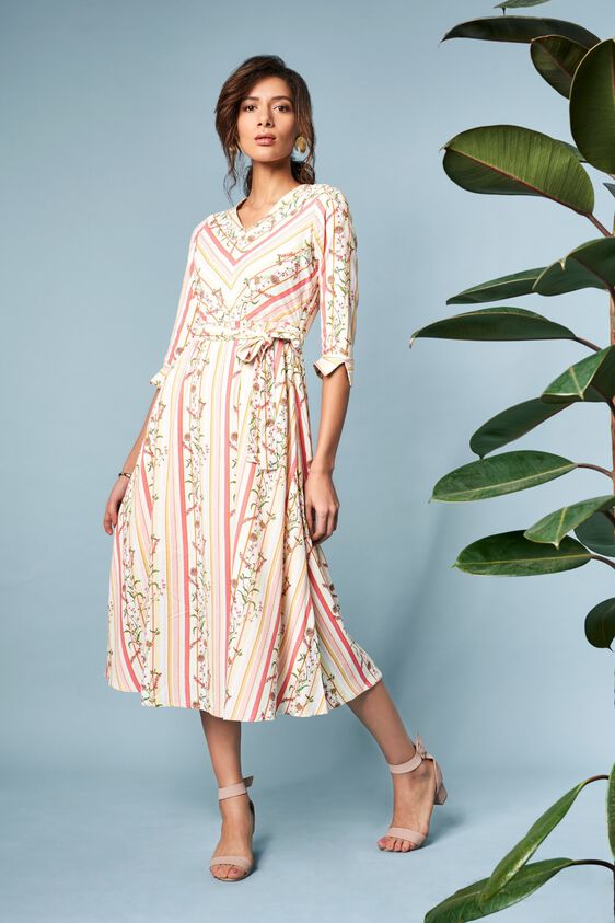 1 - Pink - White Floral Fit and Flare Dress, image 1