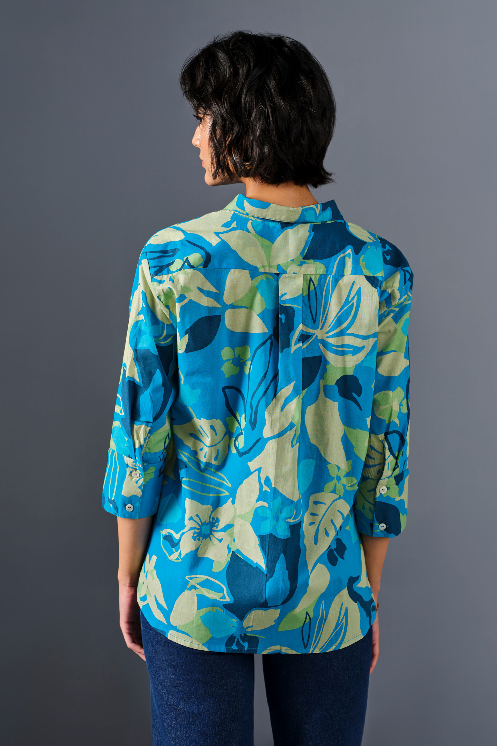 Coral Reef Cotton Shirt, Blue, image 8