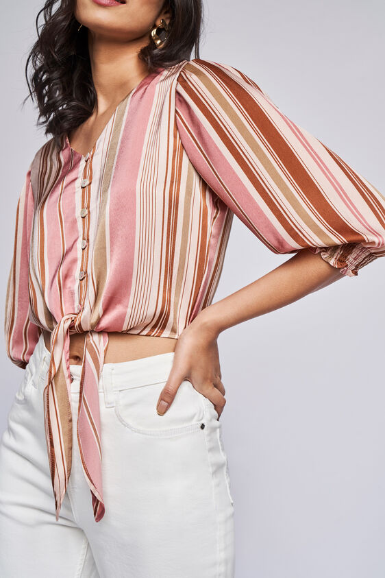 Cream Stripes Curved Top, Cream, image 6