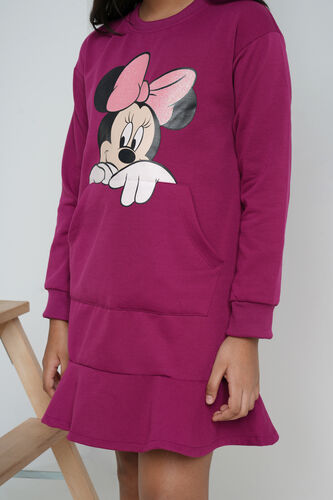 Wine Graphic Flounce Dress, Wine, image 6