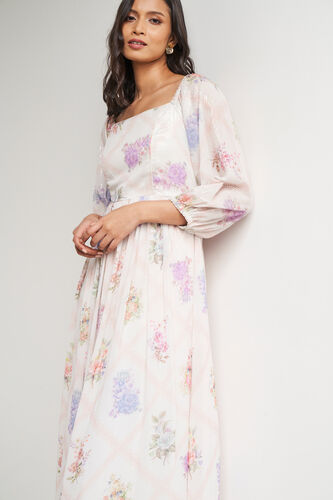 Cream Floral Flared Gown, Cream, image 11