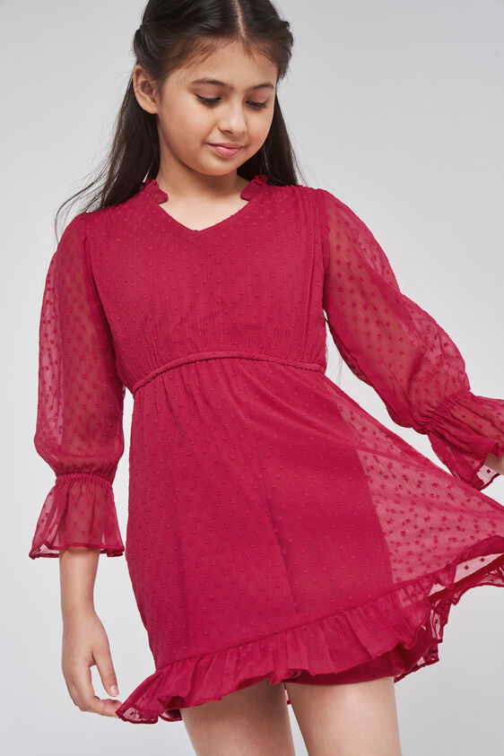 Solid Flared Dress, Red, image 5