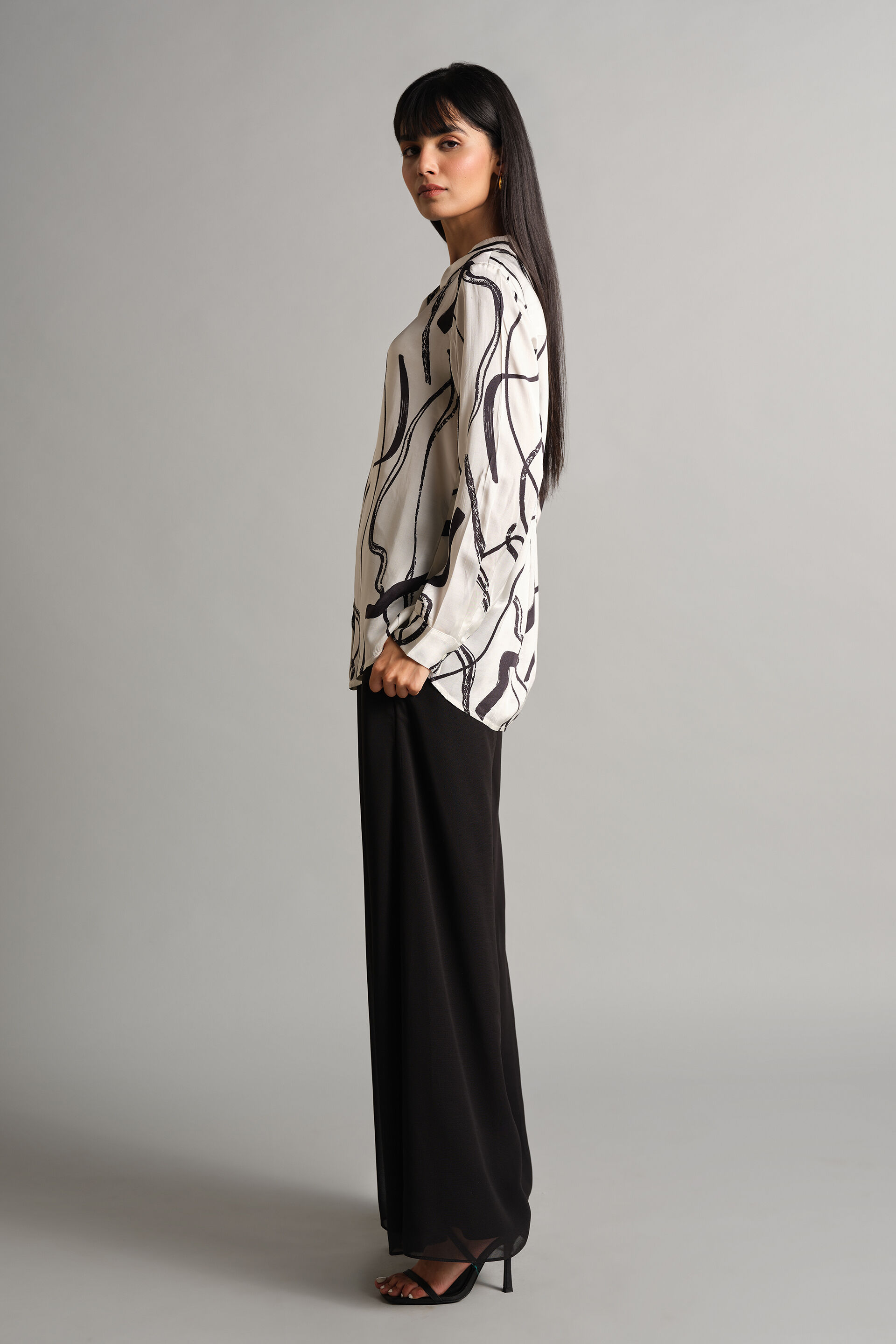 Abstract Curve Shirt, White, image 4