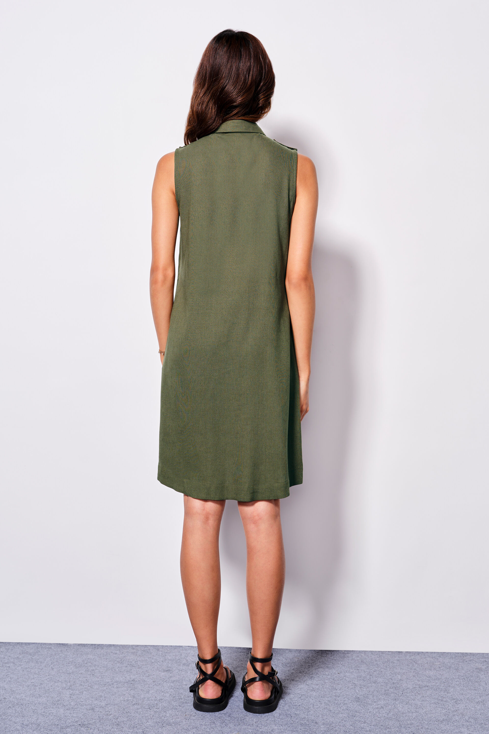 Olive Grove Viscose Blend Pinafore Dress, Olive, image 5