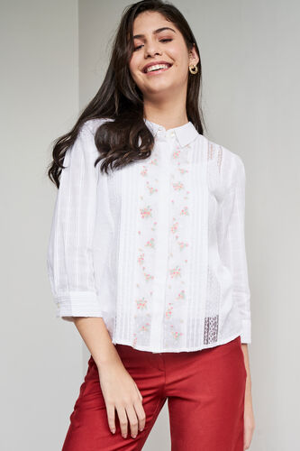 White Solid Straight Top, White, image 5