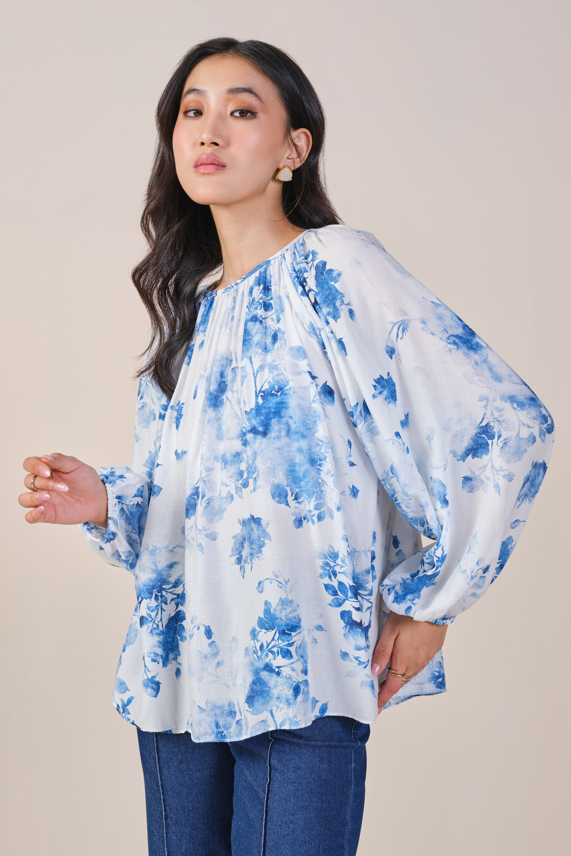 Delicate Florals Modal Top, Blue, image 5
