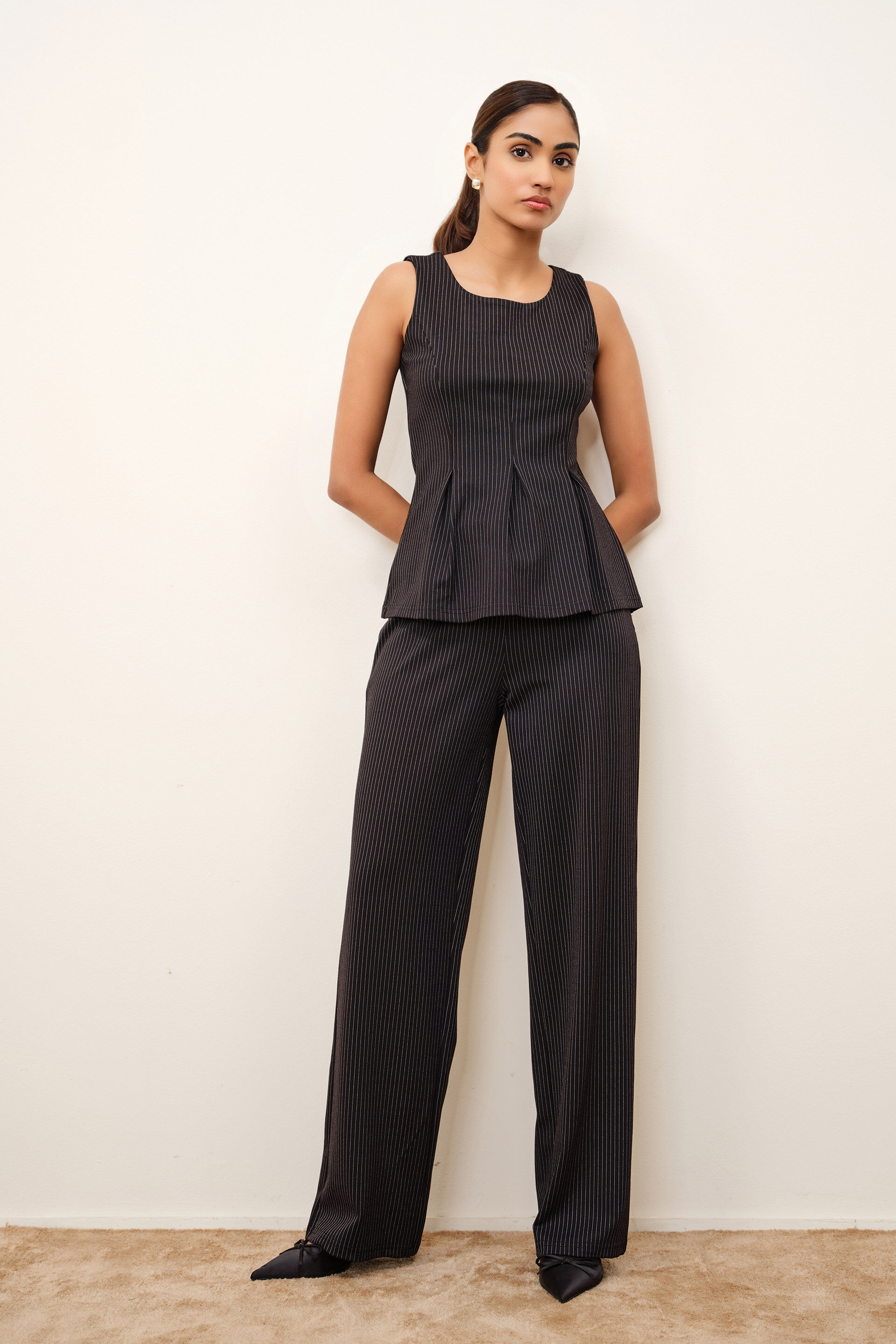 Clarette Black Peplum Top, Black, image 2